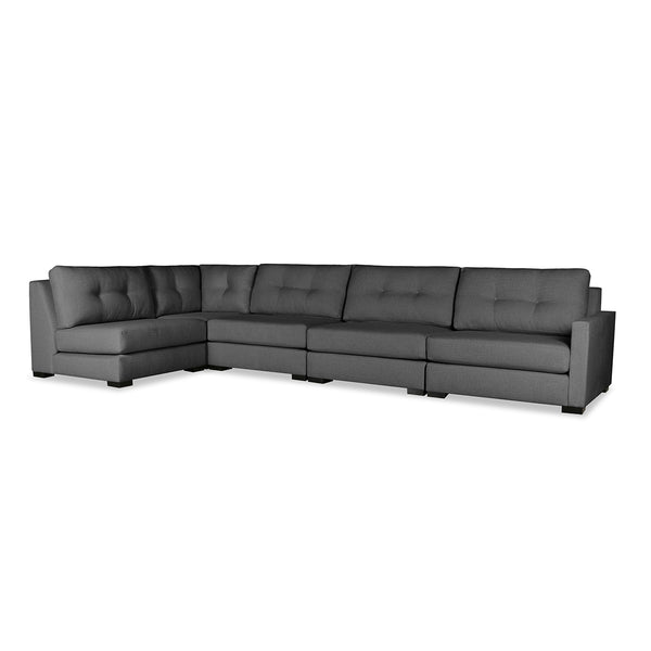 Nativa Interiors Chester Solid + Manufactured Wood / Revolution Performance Fabrics® 5 Pieces Modular Right Hand Facing Sectional with Ottoman Charcoal 166.00"W x 83.00"D x 33.00"H