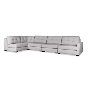 Nativa Interiors Chester Solid + Manufactured Wood / Revolution Performance Fabrics® 5 Pieces Modular Right Hand Facing Sectional with Ottoman Grey 166.00"W x 83.00"D x 33.00"H
