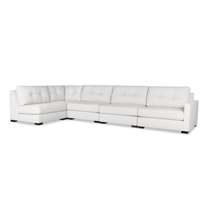 Nativa Interiors Chester Solid + Manufactured Wood / Revolution Performance Fabrics® 5 Pieces Modular Right Hand Facing Sectional with Ottoman Off White 166.00"W x 83.00"D x 33.00"H