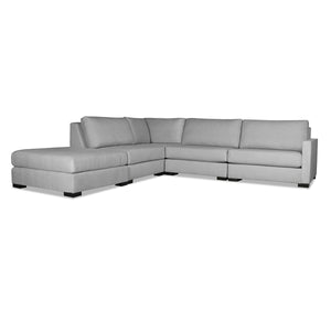 Nativa Interiors Chester Solid + Manufactured Wood / Revolution Performance Fabrics® 5 Pieces Modular Right Hand Facing Sectional with Ottoman Grey 128.00"W x 121.00"D x 33.00"H