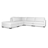 Nativa Interiors Chester Solid + Manufactured Wood / Revolution Performance Fabrics® 5 Pieces Modular Right Hand Facing Sectional with Ottoman Off White 128.00"W x 121.00"D x 33.00"H