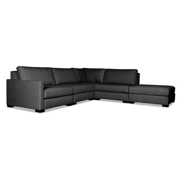 Nativa Interiors Chester Solid + Manufactured Wood / Revolution Performance Fabrics® 5 Pieces Modular Left Hand Facing Sectional with Ottoman Charcoal 128.00"W x 121.00"D x 33.00"H