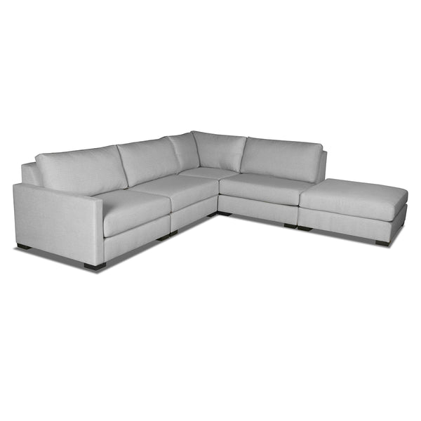 Nativa Interiors Chester Solid + Manufactured Wood / Revolution Performance Fabrics® 5 Pieces Modular Left Hand Facing Sectional with Ottoman Grey 128.00"W x 121.00"D x 33.00"H