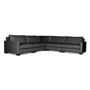 Nativa Interiors Chester Solid + Manufactured Wood / Revolution Performance Fabrics® 5 Pieces Modular Symmetrical Sectional with Ottoman Charcoal 128.00"W x 128.00"D x 33.00"H
