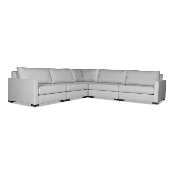 Nativa Interiors Chester Solid + Manufactured Wood / Revolution Performance Fabrics® 5 Pieces Modular Symmetrical Sectional with Ottoman Grey 128.00"W x 128.00"D x 33.00"H