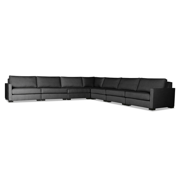 Nativa Interiors Chester Solid + Manufactured Wood / Revolution Performance Fabrics® 7 Pieces Modular Symmetrical Sectional with Ottoman Charcoal 166.00"W x 166.00"D x 33.00"H