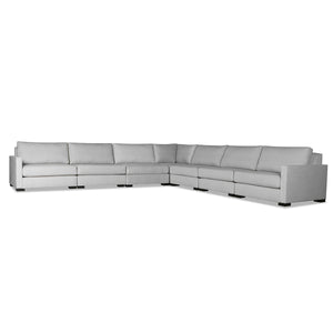 Nativa Interiors Chester Solid + Manufactured Wood / Revolution Performance Fabrics® 7 Pieces Modular Symmetrical Sectional with Ottoman Grey 166.00"W x 166.00"D x 33.00"H
