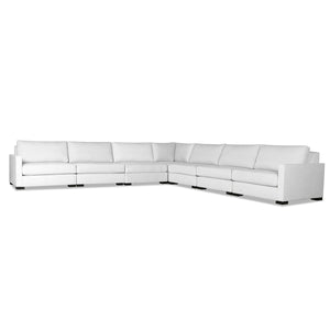Nativa Interiors Chester Solid + Manufactured Wood / Revolution Performance Fabrics® 7 Pieces Modular Symmetrical Sectional with Ottoman Off White 166.00"W x 166.00"D x 33.00"H
