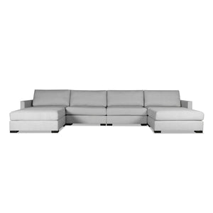 Nativa Interiors Chester Solid + Manufactured Wood / Revolution Performance Fabrics® 6 Pieces Modular U-Shape Sectional with Ottoman Grey 166.00"W x 83.00"D x 33.00"H