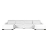 Nativa Interiors Chester Solid + Manufactured Wood / Revolution Performance Fabrics® 6 Pieces Modular U-Shape Sectional with Ottoman Off White 166.00"W x 83.00"D x 33.00"H