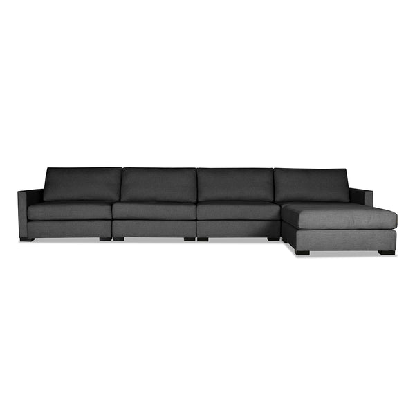 Nativa Interiors Chester Solid + Manufactured Wood / Revolution Performance Fabrics® 5 Pieces Modular Symmetrical Sectional with Ottoman Charcoal 166.00"W x 83.00"D x 33.00"H