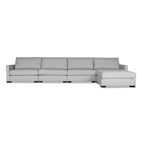 Nativa Interiors Chester Solid + Manufactured Wood / Revolution Performance Fabrics® 5 Pieces Modular Symmetrical Sectional with Ottoman Grey 166.00"W x 83.00"D x 33.00"H