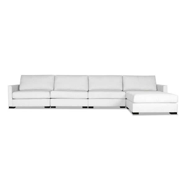 Nativa Interiors Chester Solid + Manufactured Wood / Revolution Performance Fabrics® 5 Pieces Modular Symmetrical Sectional with Ottoman Off White 166.00"W x 83.00"D x 33.00"H