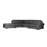 Nativa Interiors Sylviane Solid + Manufactured Wood / Revolution Performance Fabrics® 5 Pieces Modular Right Hand Facing Sectional with Ottoman Charcoal 128.00"W x 121.00"D x 33.00"H