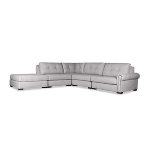 Nativa Interiors Sylviane Solid + Manufactured Wood / Revolution Performance Fabrics® 5 Pieces Modular Right Hand Facing Sectional with Ottoman Grey 128.00"W x 121.00"D x 33.00"H
