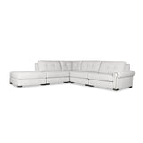 Nativa Interiors Sylviane Solid + Manufactured Wood / Revolution Performance Fabrics® 5 Pieces Modular Right Hand Facing Sectional with Ottoman Off White 128.00"W x 121.00"D x 33.00"H