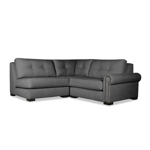 Nativa Interiors Sylviane Solid + Manufactured Wood / Revolution Performance Fabrics® 3 Pieces Modular Right Hand Facing Sectional with Ottoman Charcoal 90.00"W x 83.00"D x 33.00"H