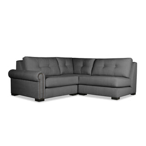 Nativa Interiors Sylviane Solid + Manufactured Wood / Revolution Performance Fabrics® 3 Pieces Modular Left Hand Facing Sectional with Ottoman Charcoal 90.00"W x 83.00"D x 33.00"H