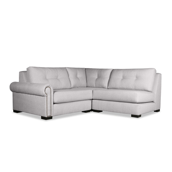 Nativa Interiors Sylviane Solid + Manufactured Wood / Revolution Performance Fabrics® 3 Pieces Modular Left Hand Facing Sectional with Ottoman Grey 90.00"W x 83.00"D x 33.00"H