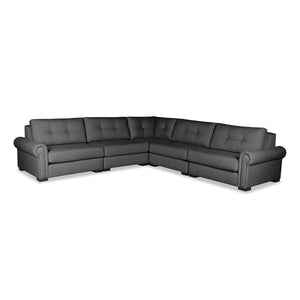 Nativa Interiors Sylviane Solid + Manufactured Wood / Revolution Performance Fabrics® 5 Pieces Modular Symmetrical Sectional with Ottoman Charcoal 128.00"W x 128.00"D x 33.00"H