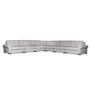 Nativa Interiors Sylviane Solid + Manufactured Wood / Revolution Performance Fabrics® 7 Pieces Modular Symmetrical Sectional with Ottoman Grey 166.00"W x 166.00"D x 33.00"H