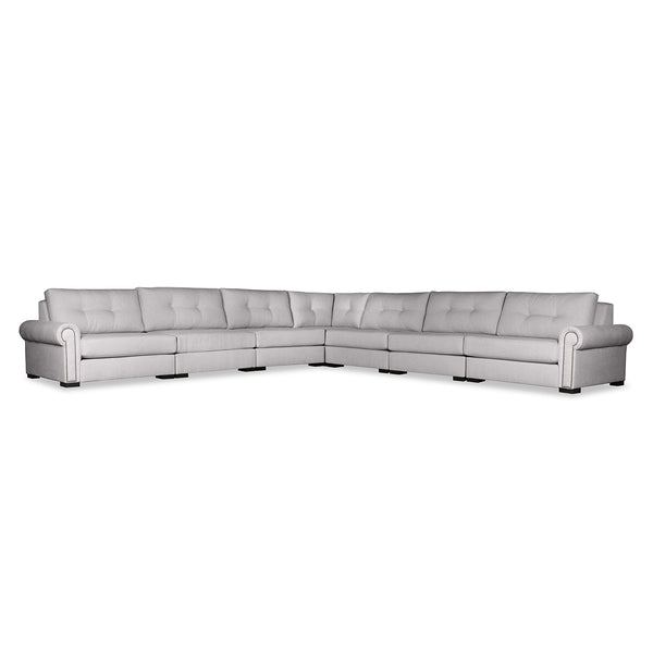 Nativa Interiors Sylviane Solid + Manufactured Wood / Revolution Performance Fabrics® 7 Pieces Modular Symmetrical Sectional with Ottoman Grey 166.00"W x 166.00"D x 33.00"H
