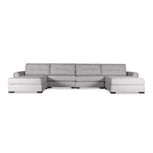Nativa Interiors Sylviane Solid + Manufactured Wood / Revolution Performance Fabrics® 6 Pieces Modular U-Shape Sectional with Ottoman Grey 166.00"W x 83.00"D x 33.00"H