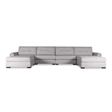 Nativa Interiors Sylviane Solid + Manufactured Wood / Revolution Performance Fabrics® 6 Pieces Modular U-Shape Sectional with Ottoman Grey 166.00"W x 83.00"D x 33.00"H
