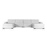 Nativa Interiors Sylviane Solid + Manufactured Wood / Revolution Performance Fabrics® 6 Pieces Modular U-Shape Sectional with Ottoman Off White 166.00"W x 83.00"D x 33.00"H
