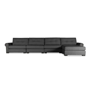 Nativa Interiors Sylviane Solid + Manufactured Wood / Revolution Performance Fabrics® 5 Pieces Modular Symmetrical Sectional with Ottoman Charcoal 166.00"W x 83.00"D x 33.00"H