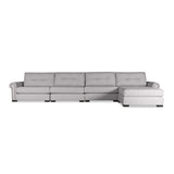 Nativa Interiors Sylviane Solid + Manufactured Wood / Revolution Performance Fabrics® 5 Pieces Modular Symmetrical Sectional with Ottoman Grey 166.00"W x 83.00"D x 33.00"H