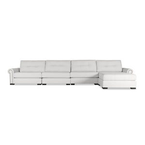 Nativa Interiors Sylviane Solid + Manufactured Wood / Revolution Performance Fabrics® 5 Pieces Modular Symmetrical Sectional with Ottoman Off White 166.00"W x 83.00"D x 33.00"H