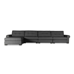 Nativa Interiors Sylviane Solid + Manufactured Wood / Revolution Performance Fabrics® 5 Pieces Modular Right Hand Facing Sectional with Ottoman Charcoal 166.00"W x 83.00"D x 33.00"H