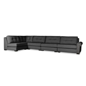 Nativa Interiors Sylviane Solid + Manufactured Wood / Revolution Performance Fabrics® 5 Pieces Modular Right Hand Facing Sectional with Ottoman Charcoal 166.00"W x 83.00"D x 33.00"H