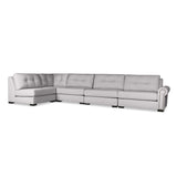 Nativa Interiors Sylviane Solid + Manufactured Wood / Revolution Performance Fabrics® 5 Pieces Modular Right Hand Facing Sectional with Ottoman Grey 166.00"W x 83.00"D x 33.00"H