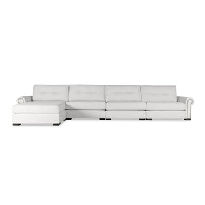 Nativa Interiors Sylviane Solid + Manufactured Wood / Revolution Performance Fabrics® 5 Pieces Modular Right Hand Facing Sectional with Ottoman Off White 166.00"W x 83.00"D x 33.00"H