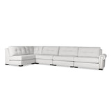 Nativa Interiors Sylviane Solid + Manufactured Wood / Revolution Performance Fabrics® 5 Pieces Modular Right Hand Facing Sectional with Ottoman Off White 166.00"W x 83.00"D x 33.00"H