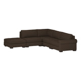 Nativa Interiors Sylviane Solid + Manufactured Wood / Revolution Performance Fabrics® 5 Pieces Modular Right Hand Facing Sectional with Ottoman Brown 128.00"W x 121.00"D x 33.00"H