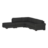 Nativa Interiors Sylviane Solid + Manufactured Wood / Revolution Performance Fabrics® 5 Pieces Modular Right Hand Facing Sectional with Ottoman Charcoal 128.00"W x 121.00"D x 33.00"H