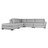 Nativa Interiors Sylviane Solid + Manufactured Wood / Revolution Performance Fabrics® 5 Pieces Modular Right Hand Facing Sectional with Ottoman Grey 128.00"W x 121.00"D x 33.00"H