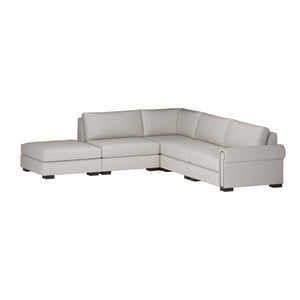 Nativa Interiors Sylviane Solid + Manufactured Wood / Revolution Performance Fabrics® 5 Pieces Modular Right Hand Facing Sectional with Ottoman Off White 128.00"W x 121.00"D x 33.00"H