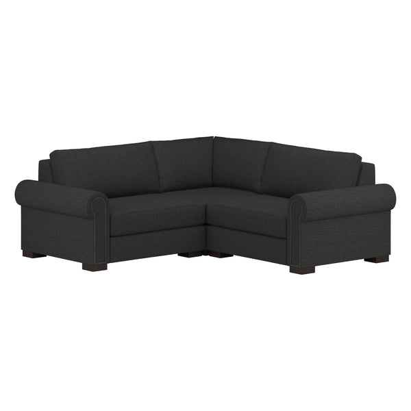Nativa Interiors Sylviane Solid + Manufactured Wood / Revolution Performance Fabrics® 3 Pieces Modular Symmetrical Sectional with Ottoman Charcoal 90.00"W x 90.00"D x 33.00"H