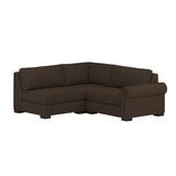 Nativa Interiors Sylviane Solid + Manufactured Wood / Revolution Performance Fabrics® 3 Pieces Modular Right Hand Facing Sectional with Ottoman Brown 90.00"W x 83.00"D x 33.00"H