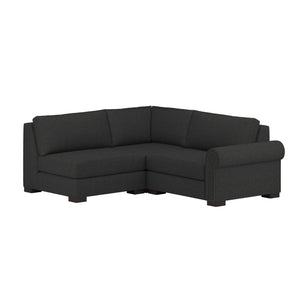Nativa Interiors Sylviane Solid + Manufactured Wood / Revolution Performance Fabrics® 3 Pieces Modular Right Hand Facing Sectional with Ottoman Charcoal 90.00"W x 83.00"D x 33.00"H