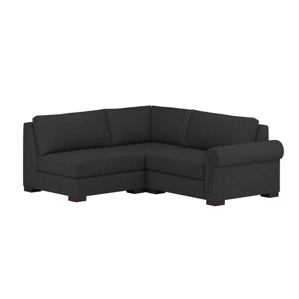 Nativa Interiors Sylviane Solid + Manufactured Wood / Revolution Performance Fabrics® 3 Pieces Modular Right Hand Facing Sectional with Ottoman Charcoal 90.00"W x 83.00"D x 33.00"H