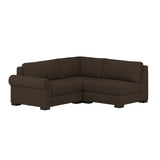 Nativa Interiors Sylviane Solid + Manufactured Wood / Revolution Performance Fabrics® 3 Pieces Modular Left Hand Facing Sectional with Ottoman Brown 90.00"W x 83.00"D x 33.00"H