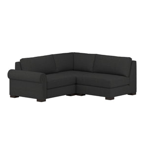 Nativa Interiors Sylviane Solid + Manufactured Wood / Revolution Performance Fabrics® 3 Pieces Modular Left Hand Facing Sectional with Ottoman Charcoal 90.00"W x 83.00"D x 33.00"H