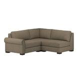 Nativa Interiors Sylviane Solid + Manufactured Wood / Revolution Performance Fabrics® 3 Pieces Modular Left Hand Facing Sectional with Ottoman Flax 90.00"W x 83.00"D x 33.00"H
