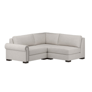 Nativa Interiors Sylviane Solid + Manufactured Wood / Revolution Performance Fabrics® 3 Pieces Modular Left Hand Facing Sectional with Ottoman Off White 90.00"W x 83.00"D x 33.00"H