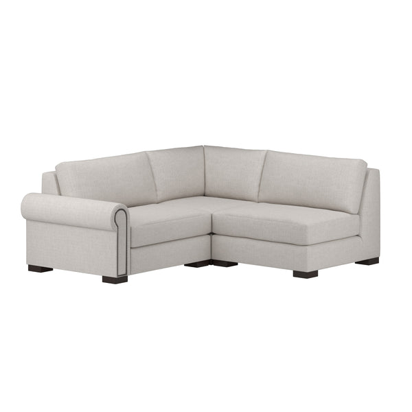 Nativa Interiors Sylviane Solid + Manufactured Wood / Revolution Performance Fabrics® 3 Pieces Modular Left Hand Facing Sectional with Ottoman Off White 90.00"W x 83.00"D x 33.00"H